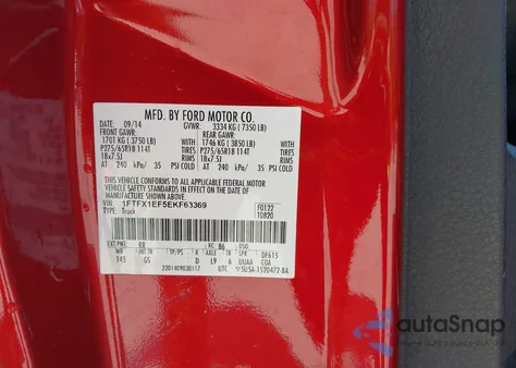 2014 Ford F-150 Xlt из США, поврежденный, VIN 1FTFX1EF5EKF63369